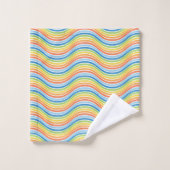 Farbige Wavy Lines Badetuch Set (Waschlappen)