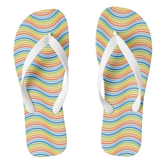 Farbige Wavy Lines Flip Flops Badesandalen (Fußbett)