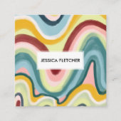 Farbige Wavy Strips Minimalistische Cool Square Ic Quadratische Visitenkarte (Vorderseite)