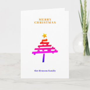 Farbige Weihnachtsbaum-Minimalist-Familie Feiertagskarte