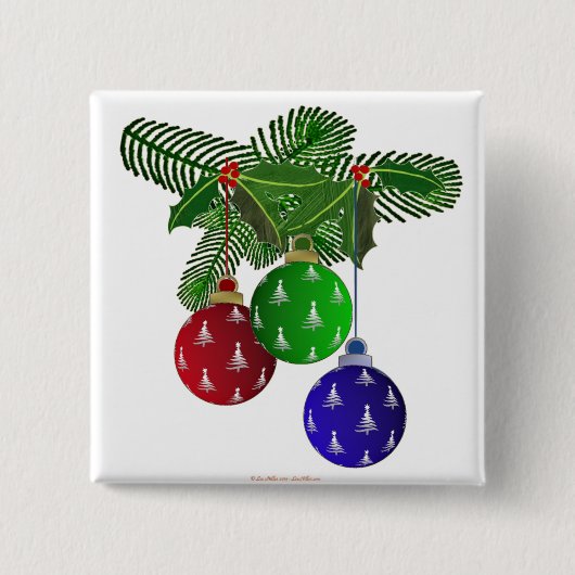 Farbige Weihnachtsbaum-Ornamente Button (Vorderseite)