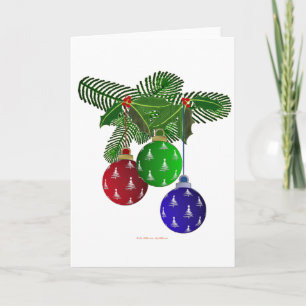 Farbige Weihnachtsbaum-Ornamente Feiertagskarte