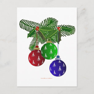 Farbige Weihnachtsbaum-Ornamente Feiertagspostkarte