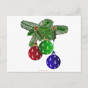 Farbige Weihnachtsbaum-Ornamente Feiertagspostkarte