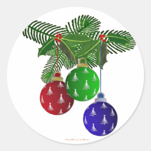 Farbige Weihnachtsbaum-Ornamente Runder Aufkleber