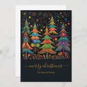 Farbige Weihnachtsbäume Feiertagskarte (Vorne/Hinten)