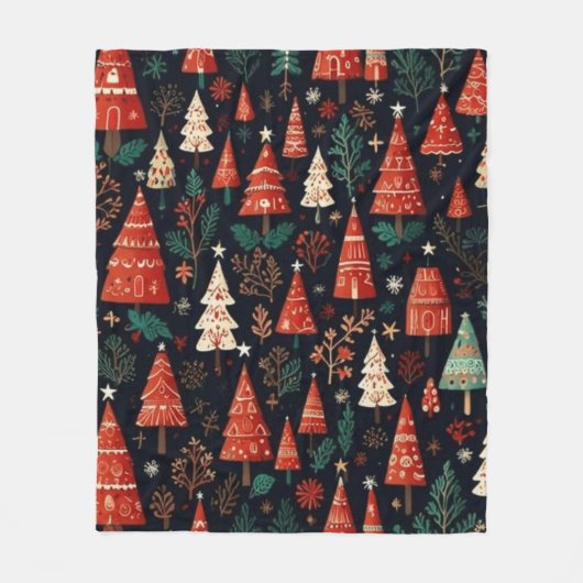 Farbige Weihnachtsbäume Fleecedecke (Vorderseite)
