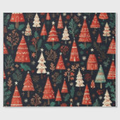 Farbige Weihnachtsbäume Geschenkpapier (Flach)