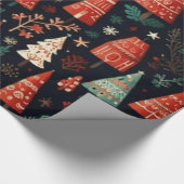 Farbige Weihnachtsbäume Geschenkpapier (Ecke)