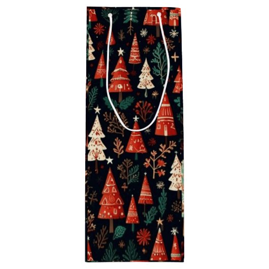 Farbige Weihnachtsbäume Geschenktüte Für Weinflaschen (Vorderseite)