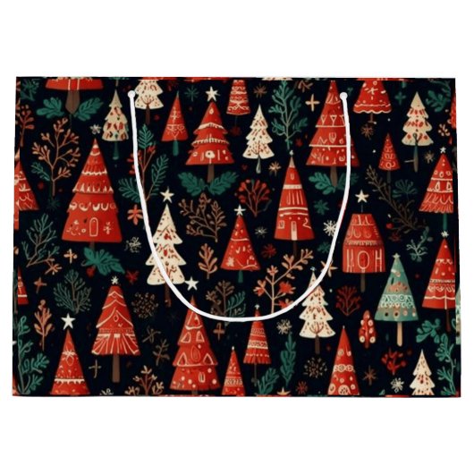 Farbige Weihnachtsbäume Große Geschenktüte (Vorderseite)