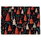Farbige Weihnachtsbäume Große Geschenktüte (Rückseite)