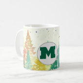 Farbige Weihnachtsbäume in der Farbe des Waldwasse Kaffeetasse (Vorderseite Links)