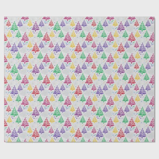Farbige Weihnachtsbäume Xmas Geschenkpapier (Flach)