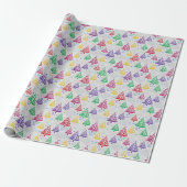 Farbige Weihnachtsbäume Xmas Geschenkpapier (Ungerollt)