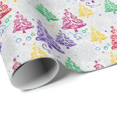 Farbige Weihnachtsbäume Xmas Geschenkpapier (Rolleneckpunkt)