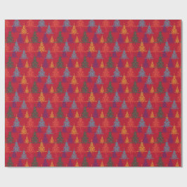 Farbige Weihnachtsbäume Xmas Rot Geschenkpapier