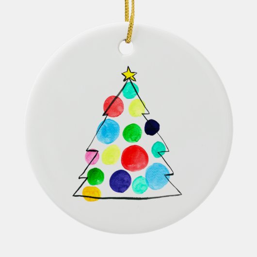 Farbige Weihnachtsbaumfarbe Keramik Ornament (Vorne)