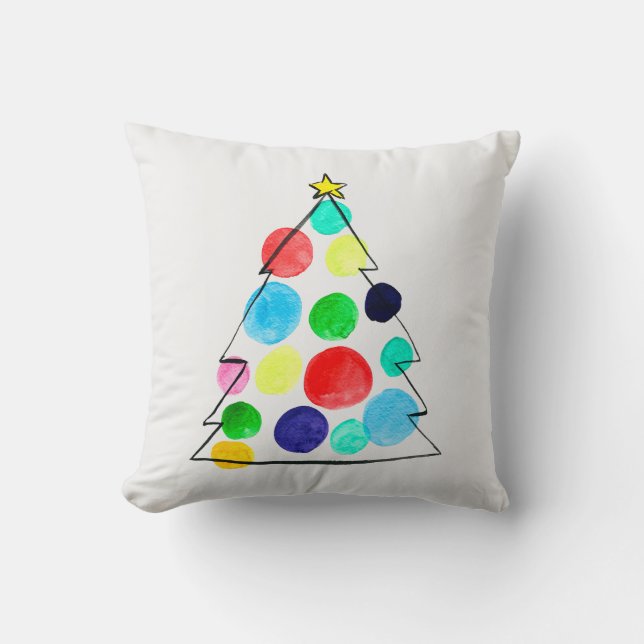 Farbige Weihnachtsbaumfarbe Kissen (Vorderseite)