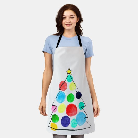 Farbige Weihnachtsbaumfarbe Schürze (Getragen)