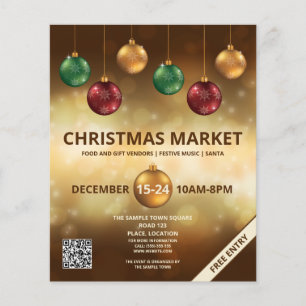 Farbige Weihnachtsbaumkugeln - Weihnachtsmarkt Flyer