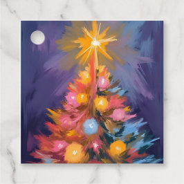 Farbige Weihnachtsbaumlichter Aquarell Geschenkanhänger