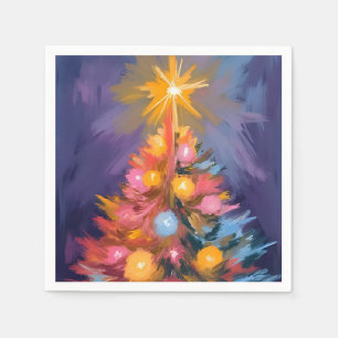 Farbige Weihnachtsbaumlichter Aquarell Serviette