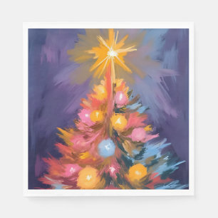 Farbige Weihnachtsbaumlichter Wasserfarbe Serviette