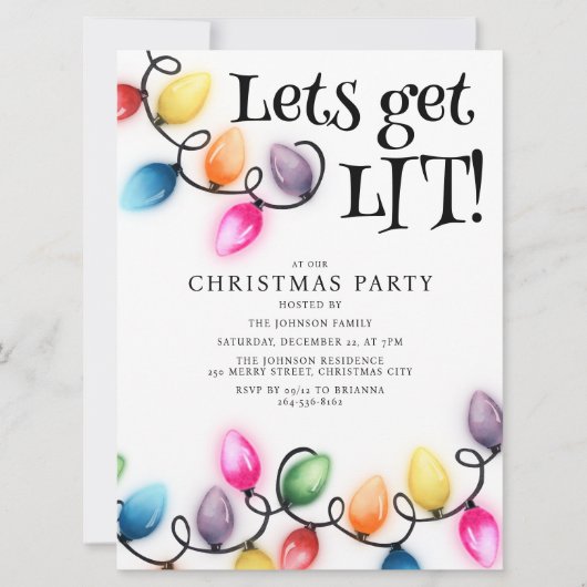 Farbige Weihnachtsbeleuchtung Foto Weihnachtsfeier Einladung (Vorderseite)