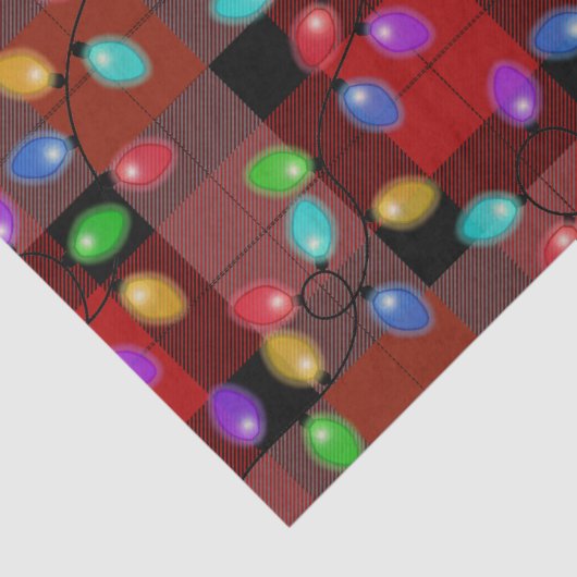 Farbige Weihnachtsbeleuchtung Kariert rot Seidenpapier (Detail)