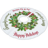 Farbige Weihnachtsfeuer-Leuchten Custom Message Polyester Weihnachtsbaumdecke (Schrägansicht)