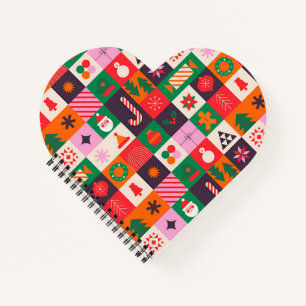Farbige Weihnachtsgitter aus Feiertags-Symbolen Notizblock