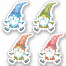 Farbige Weihnachtsgnom Vinyl Aufkleber