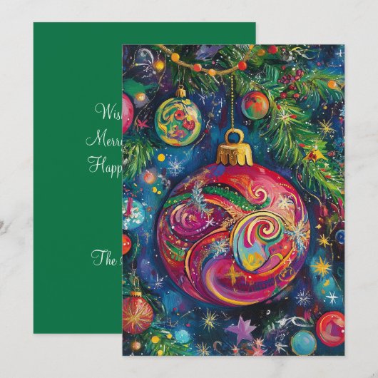 Farbige Weihnachtskarte Feiertagskarte (Vorne/Hinten)