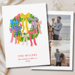 Farbige Weihnachtskränze Lustige Schleifen 3 Foto Feiertagskarte