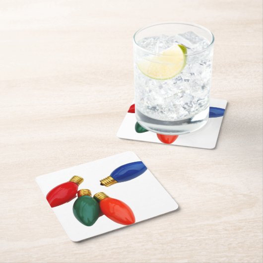 Farbige Weihnachtsleuchten Rechteckiger Pappuntersetzer (Vor Ort)