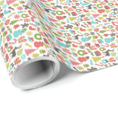 Farbige Weihnachtssymbole Muster Geschenkpapier (Rolleneckpunkt)