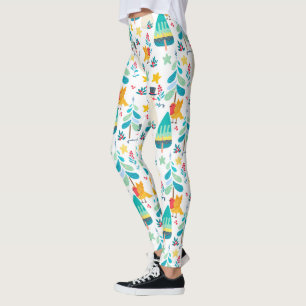 Farbige Weihnachtssymbole - niedliche Tiere Leggings