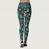 Farbige Weihnachtssymbole und Vogelmuster Leggings (Rückseite)