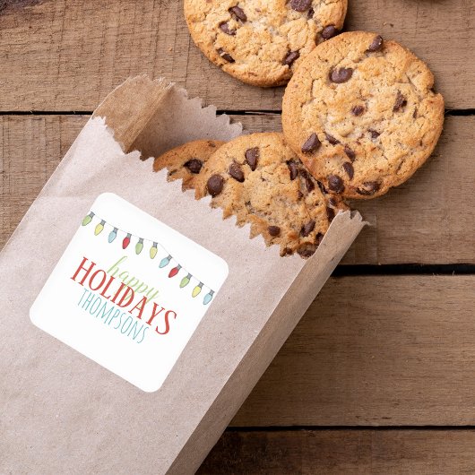 Farbige Weihnachtszeichenbeleuchtung nach Maß Quadratischer Aufkleber