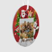 Farbige Weihnachtszeit Cartoon Santa Foto Name Ornament (Vorderseite)