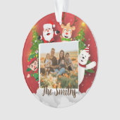 Farbige Weihnachtszeit Cartoon Santa Foto Name Ornament (Vorderseite)