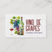 Farbige Weinflasche und Trauben Visitenkarte (Vorderseite)