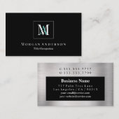 Farbige weiße/Aquamarine Monogramm Name Graue Box  Visitenkarte (Vorne/Hinten)