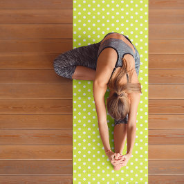 Farbige, weiße Retro-Polka-Dots Monogramm-Übung Yogamatte