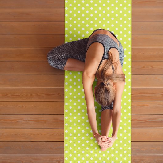 Farbige, weiße Retro-Polka-Dots Monogramm-Übung Yogamatte