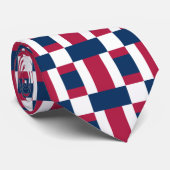 Farbige, weiße und blaue Blockdruckleder Krawatte (Gerollt)