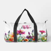 Farbige weiße Wasserfarbe Blumenzapfel Beutel Duffle Bag (Vorderseite)