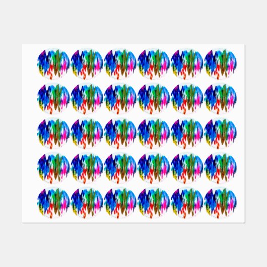 Farbige Wellen Etiketten (Blatt)