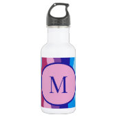 Farbige Wellen mit Monogramm Edelstahlflasche (Vorderseite)